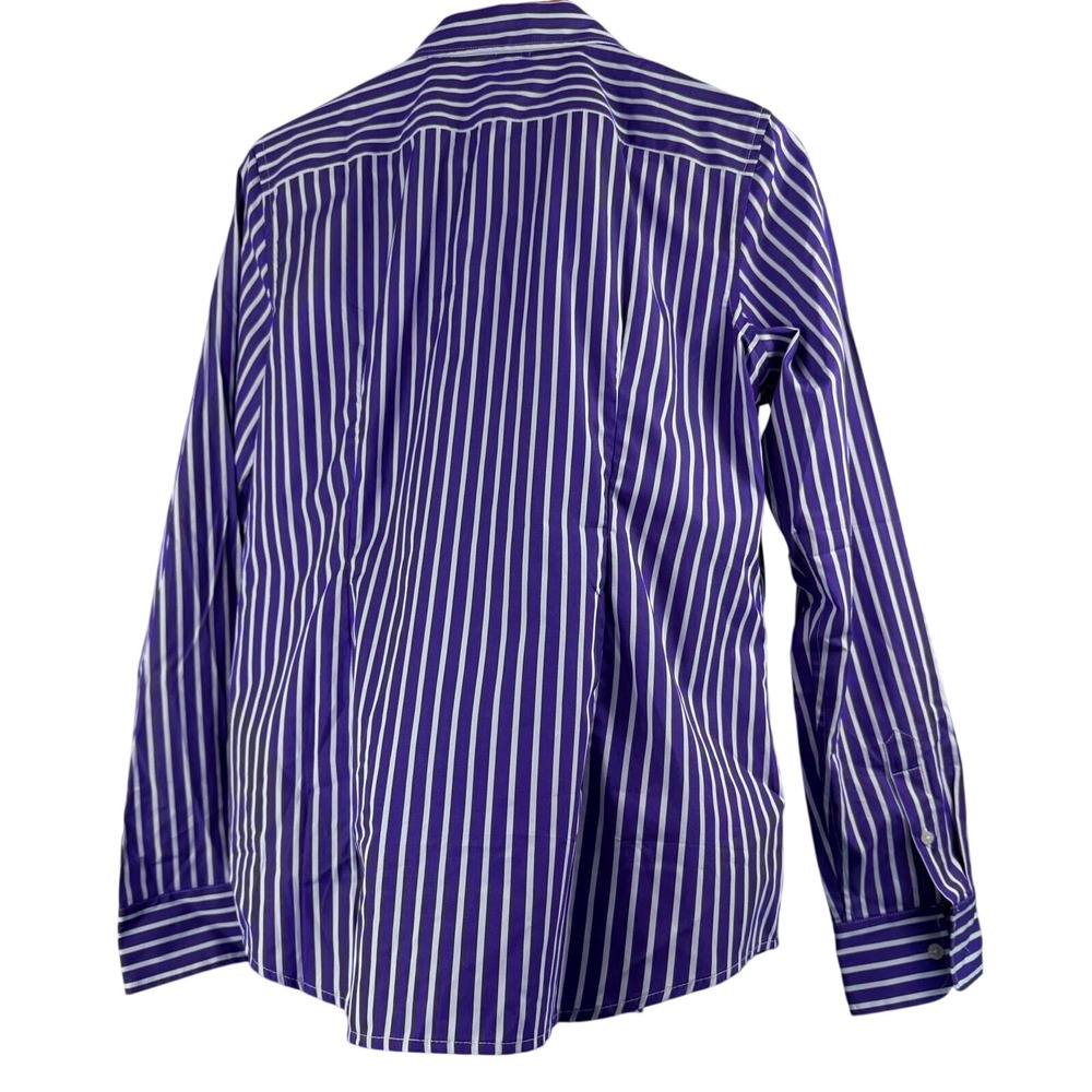 Lauren Ralph Lauren Purple Striped Button Down Shirt 12 Preppy Office Classic - Picture 7 of 8